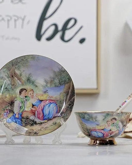 Chic Vintage Bone China Coffee Mug Set - Set of 2