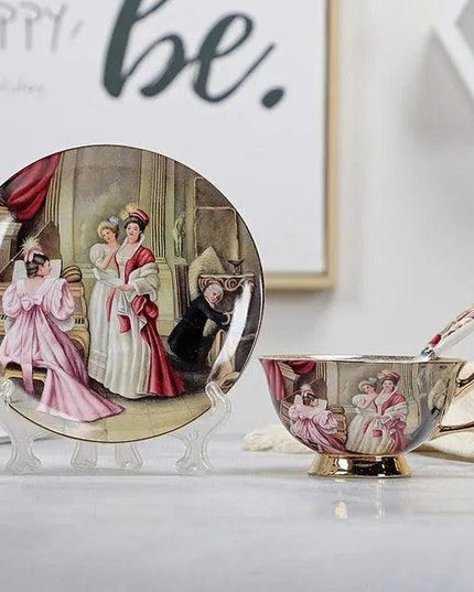 Chic Vintage Bone China Coffee Mug Set - Set of 2