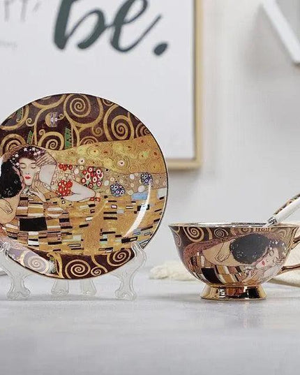 Chic Vintage Bone China Coffee Mug Set - Set of 2