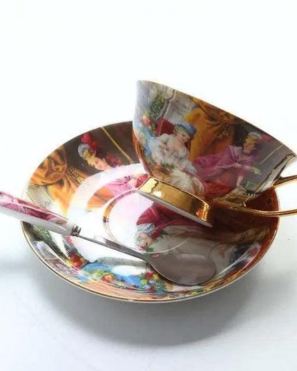 Chic Vintage Bone China Coffee Mug Set - Set of 2