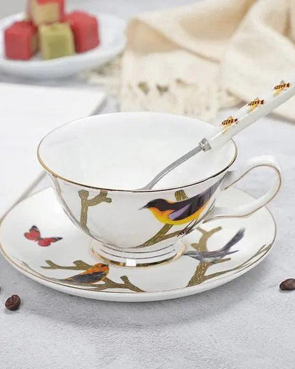 Chic Vintage Bone China Coffee Mug Set - Set of 2