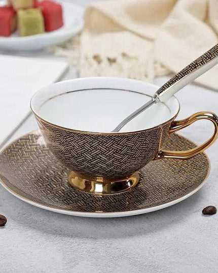 Chic Vintage Bone China Coffee Mug Set - Set of 2