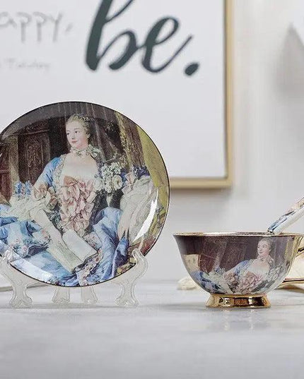 Chic Vintage Bone China Coffee Mug Set - Set of 2