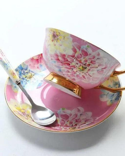 Chic Vintage Bone China Coffee Mug Set - Set of 2