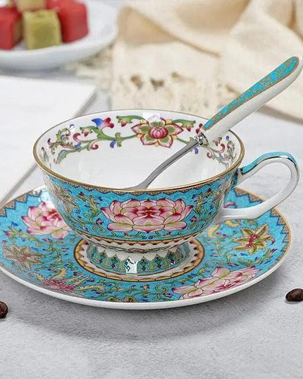 Chic Vintage Bone China Coffee Mug Set - Set of 2