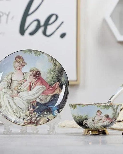 Chic Vintage Bone China Coffee Mug Set - Set of 2