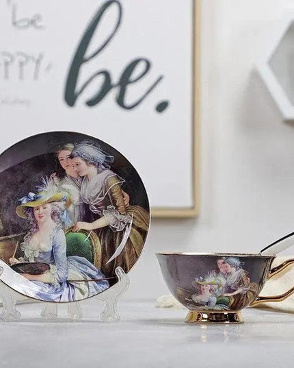 Chic Vintage Bone China Coffee Mug Set - Set of 2