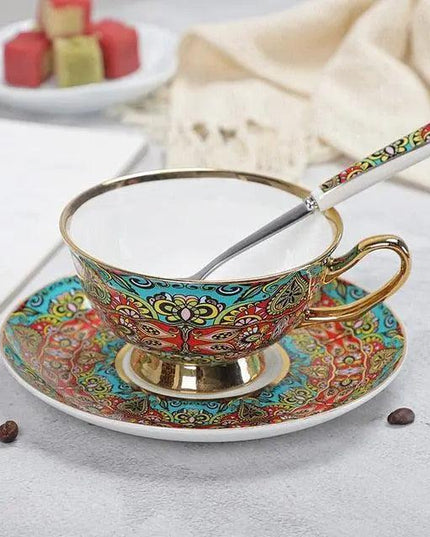 Chic Vintage Bone China Coffee Mug Set - Set of 2