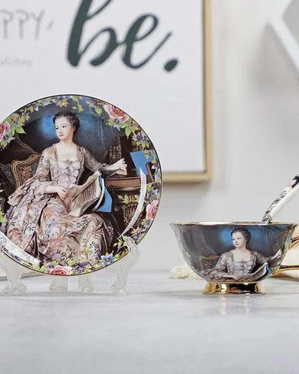 Chic Vintage Bone China Coffee Mug Set - Set of 2