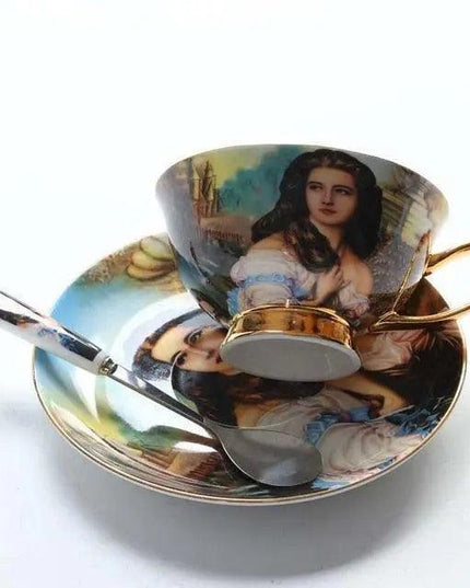 Chic Vintage Bone China Coffee Mug Set - Set of 2