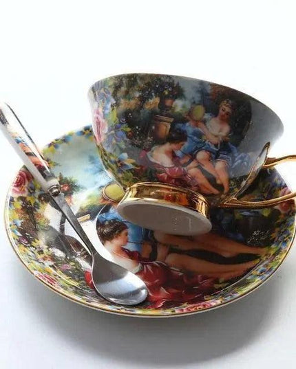 Chic Vintage Bone China Coffee Mug Set - Set of 2