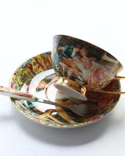 Chic Vintage Bone China Coffee Mug Set - Set of 2