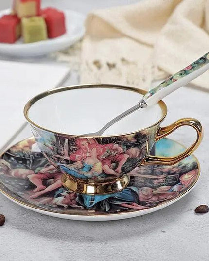 Chic Vintage Bone China Coffee Mug Set - Set of 2