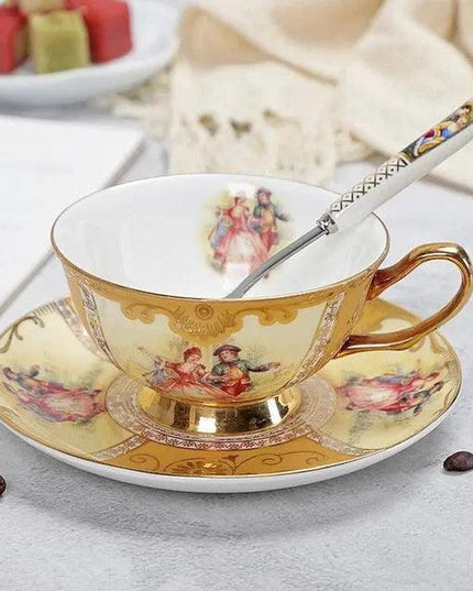 Chic Vintage Bone China Coffee Mug Set - Set of 2