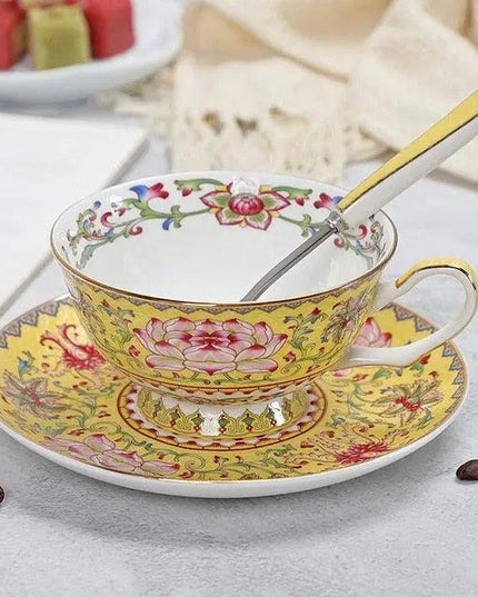 Chic Vintage Bone China Coffee Mug Set - Set of 2