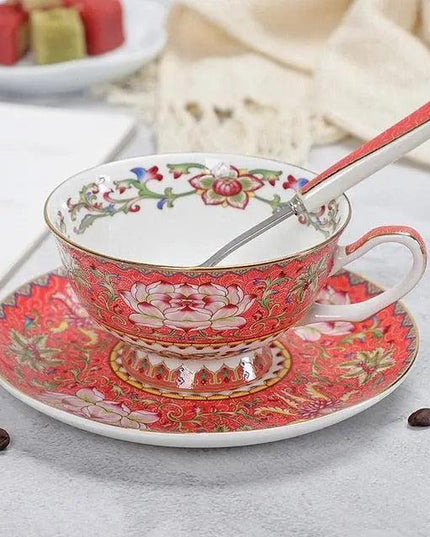 Chic Vintage Bone China Coffee Mug Set - Set of 2