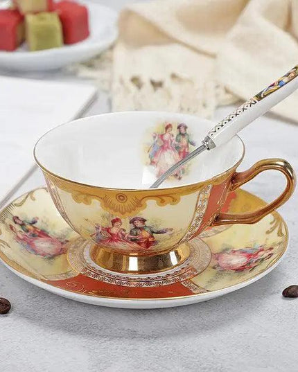 Chic Vintage Bone China Coffee Mug Set - Set of 2