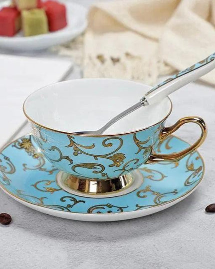 Chic Vintage Bone China Coffee Mug Set - Set of 2