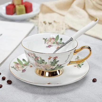 Luxurious Bone China Tea Cup and Saucer Set - Classic Elegance