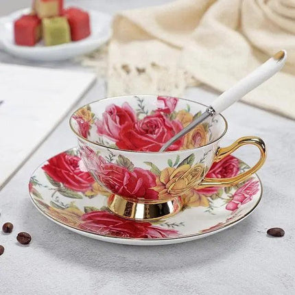 Luxurious Bone China Tea Cup and Saucer Set - Classic Elegance