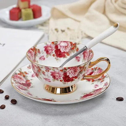 Luxurious Bone China Tea Cup and Saucer Set - Classic Elegance