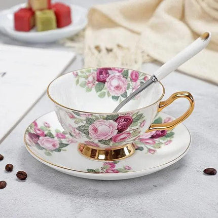 Luxurious Bone China Tea Cup and Saucer Set - Classic Elegance