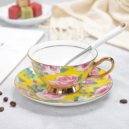 Luxurious Bone China Tea Cup and Saucer Set - Classic Elegance