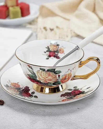 Luxurious Bone China Tea Cup and Saucer Set - Classic Elegance