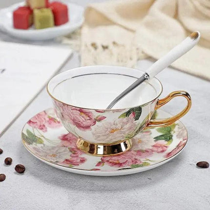 Luxurious Bone China Tea Cup and Saucer Set - Classic Elegance