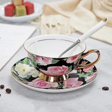 Luxurious Bone China Tea Cup and Saucer Set - Classic Elegance