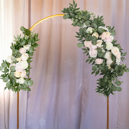 AliKopy Set of 2 Cream Blush Silk Rose Floral Garlands with Eucalyptus
