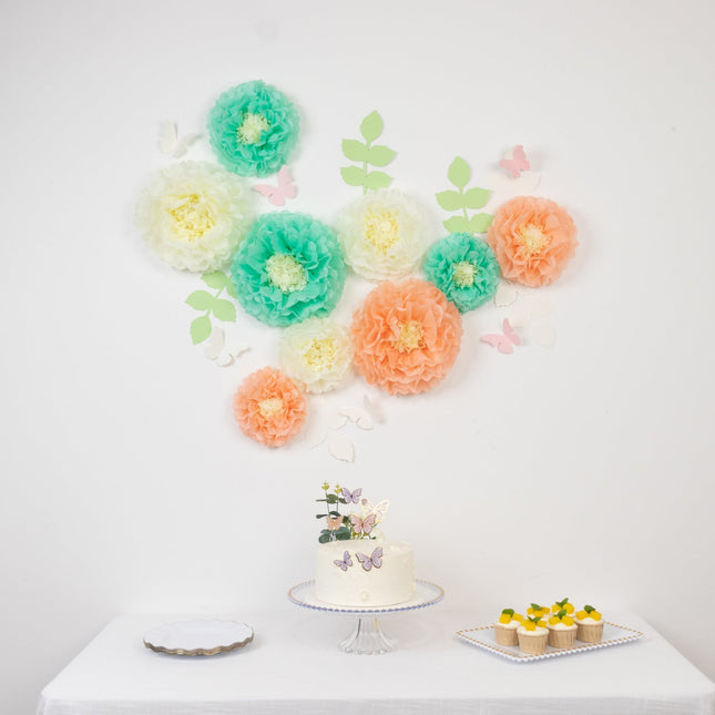 AliKopy 21-Piece Tissue Paper Flower Decor Kit - Cream Peach 3D Design