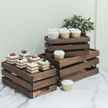 AliKopy Set of 3 Rustic Wooden Crates - Versatile Planters & Storage