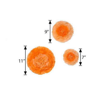 AliKopy Set of 6 Coral Orange 3D Carnation Paper Flowers Wall Decor