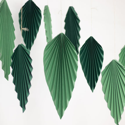 AliKopy Set of 6 Tropical Palm Leaves Hanging Paper Fans - Foldable, P
