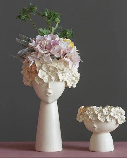Contemporary Human Head Resin Vase Collection for Unique Home Decor