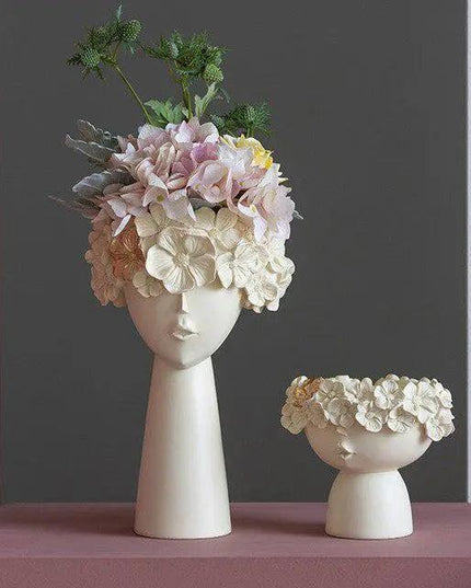 Contemporary Human Head Resin Vase Collection for Unique Home Decor