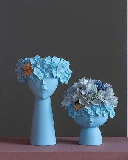 Contemporary Human Head Resin Vase Collection for Unique Home Decor