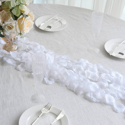 AliKopy 500-Pack White Silk Rose Petals - Round Design, Table Decor