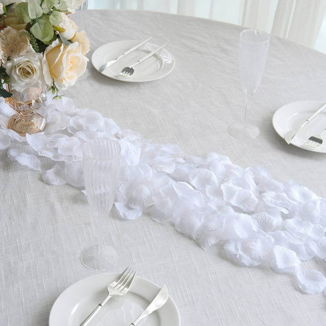 AliKopy 500-Pack White Silk Rose Petals - Round Design, Table Decor