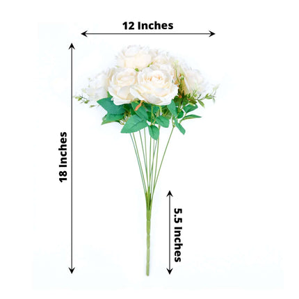 AliKopy 18" Real Touch Cream Rose Bouquet - Silk Long Stem, 2 Bushes