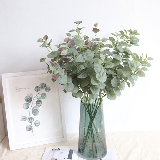 Elegant Vintage Green Silk Eucalyptus Leaf Stem - Timeless Faux Foliage
