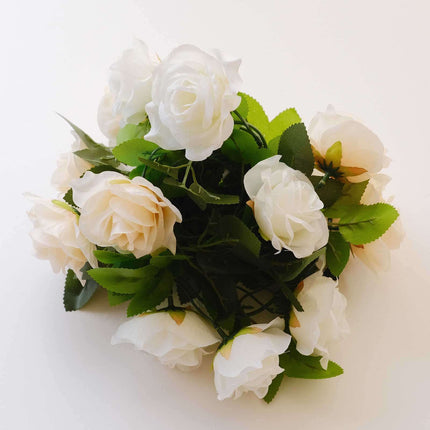 AliKopy 2 Pack 7ft Ivory Silk Flower Garland - Mini Rose Vines, 26 Hea