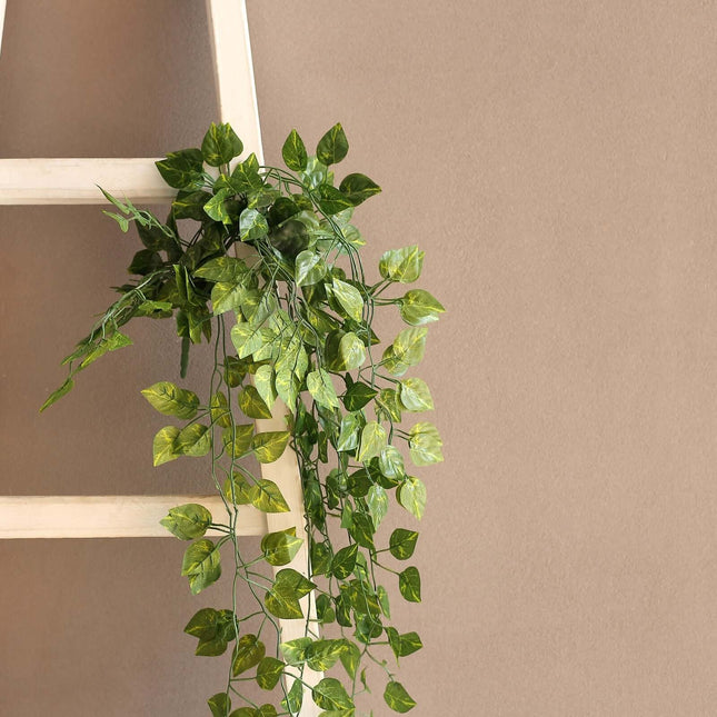 AliKopy 4 Pack Green Pothos Hanging Plants - 3ft Silk Foliage Garland