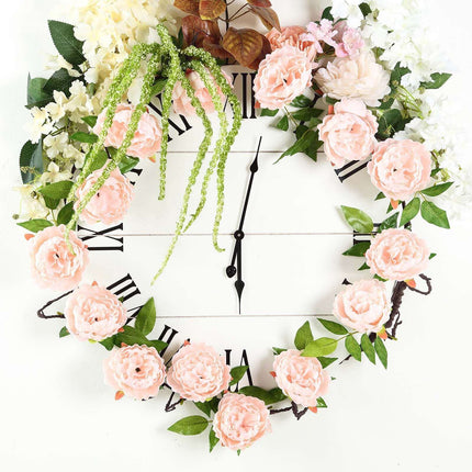 AliKopy 6ft Blush Silk Peony Garland - Faux Vine, Elegant Decor