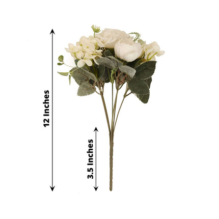 AliKopy 2 Pack Ivory Silk Rose & Peony Bouquets - 12" for Weddings & H