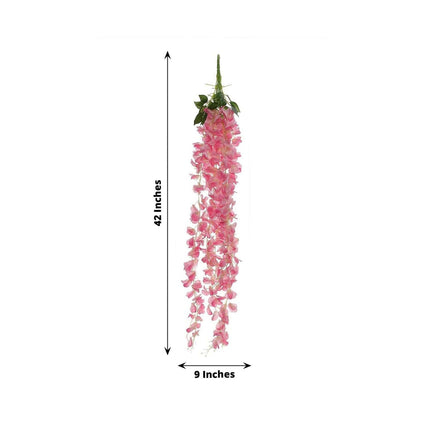 AliKopy 42" Pink Silk Wisteria Flower Garland - 5 Full Strands, Realis