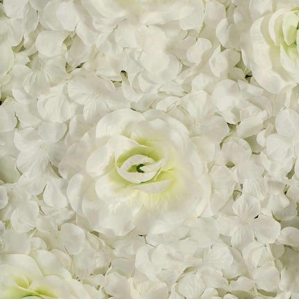 AliKopy 11 Sq Ft Cream 3D Silk Rose & Hydrangea Wall Mat - 4 Panels