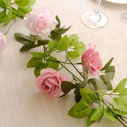 AliKopy 2 Pack 7ft Blush Dusty Rose Silk Flower Garland - 26 Flower He