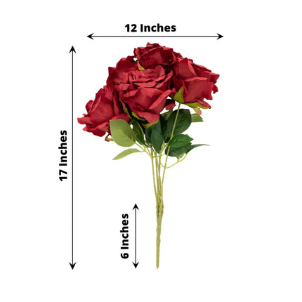 AliKopy 17" Burgundy Jumbo Silk Rose Bouquet - Premium Quality Floral